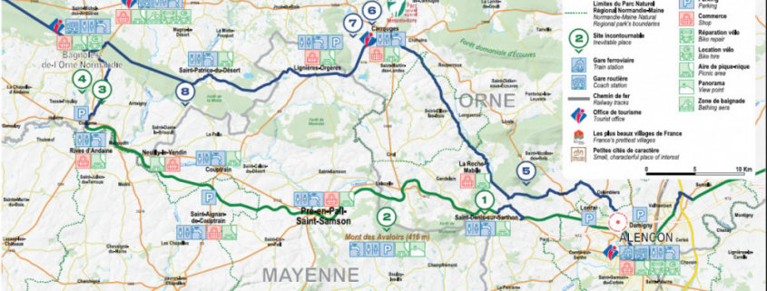 Carte voie verte Alençon - Pré-en-Pail-Rives d'Andaines @JB Carto